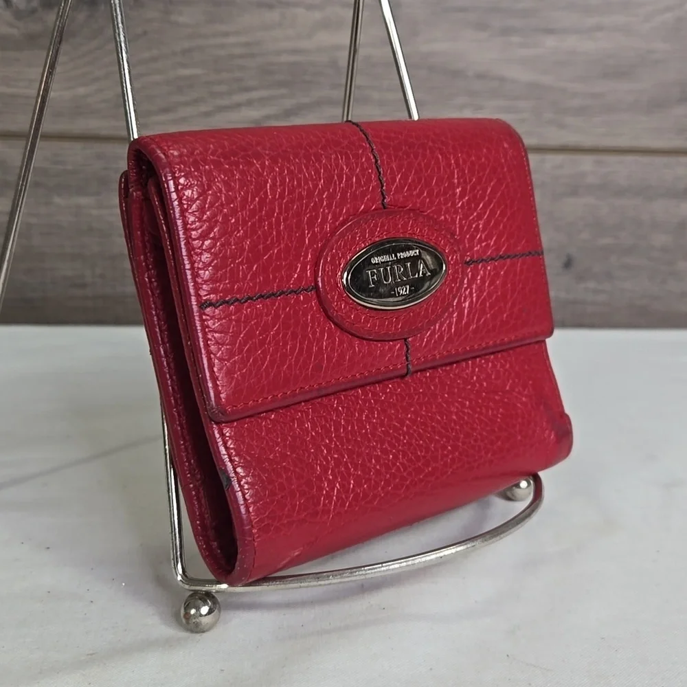 Women's Furla Red Pebble Leather Wallet